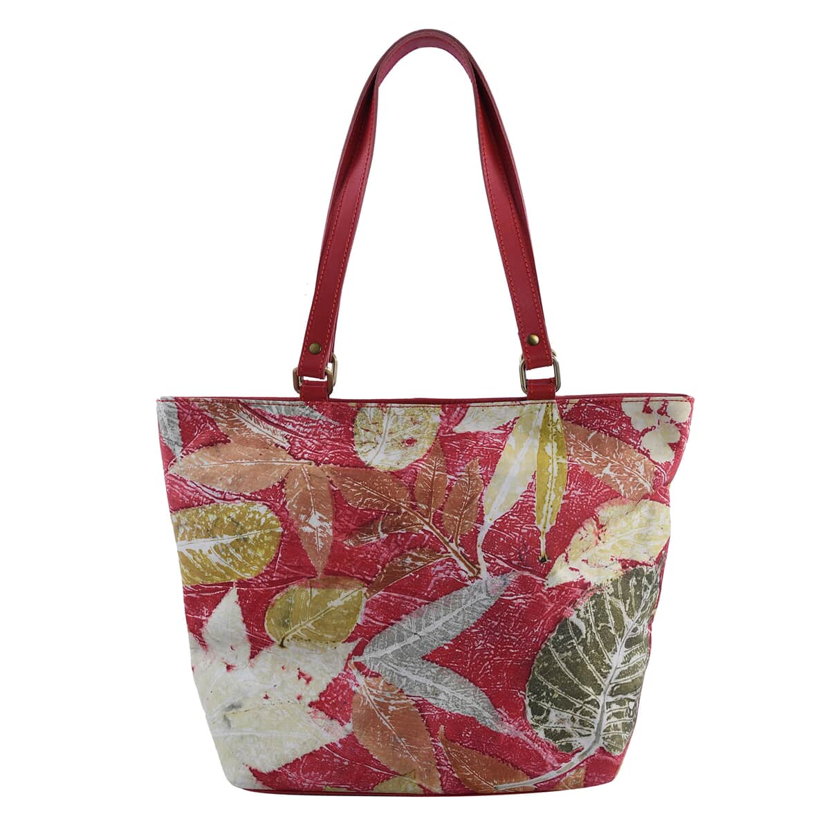 Bali Pristine Collection, Handmade Red Leaf and Flower Eco Print Genuine Cow Leather Milea Bag image number 3