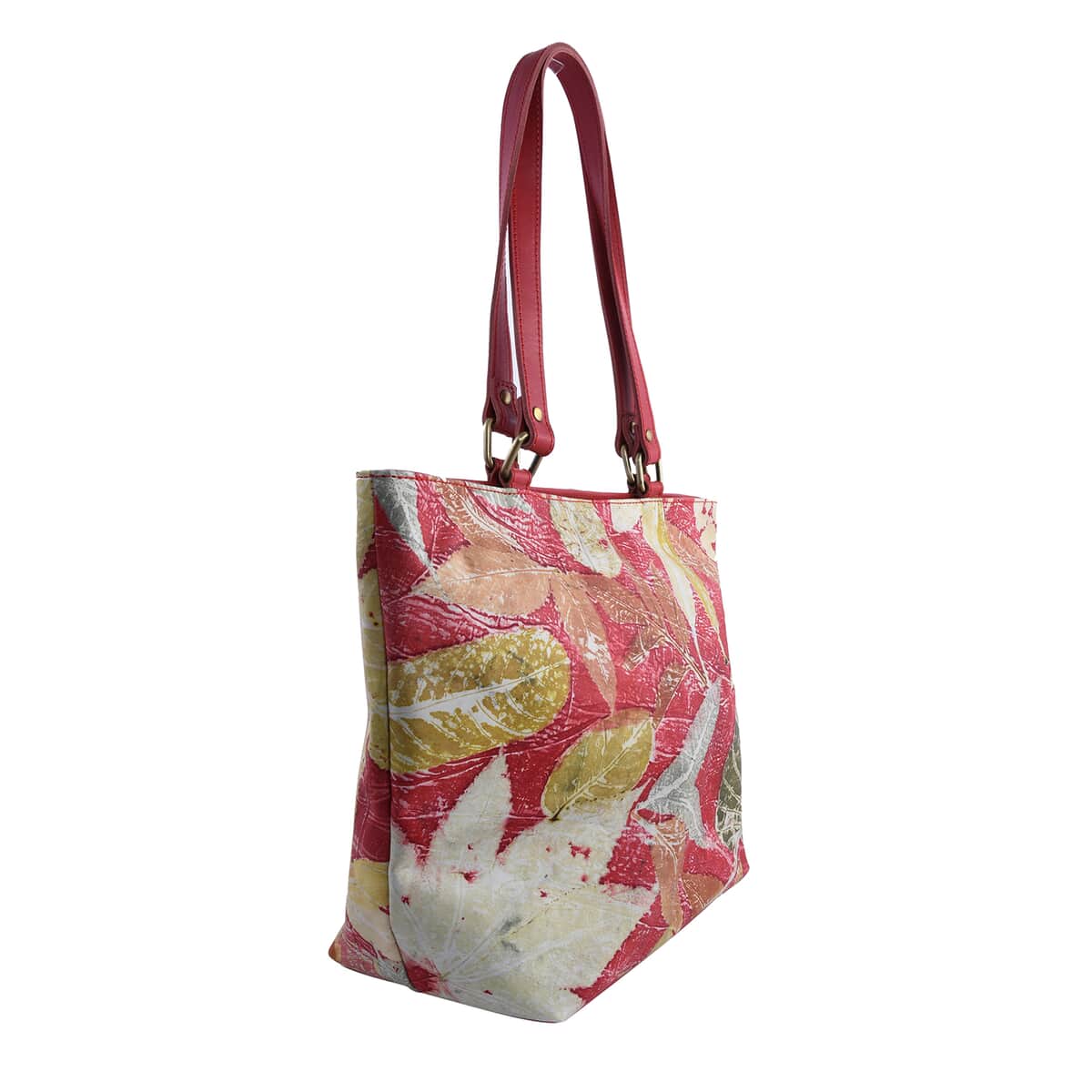 Bali Pristine Collection, Handmade Red Leaf and Flower Eco Print Genuine Cow Leather Milea Bag image number 4