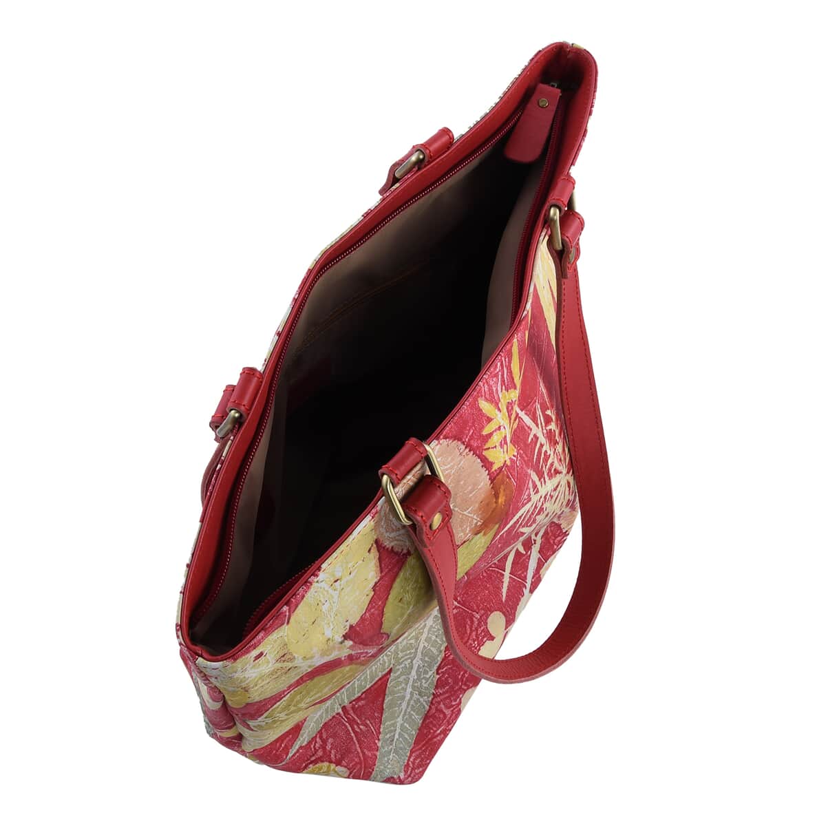 Bali Pristine Collection, Handmade Red Leaf and Flower Eco Print Genuine Cow Leather Milea Bag image number 6
