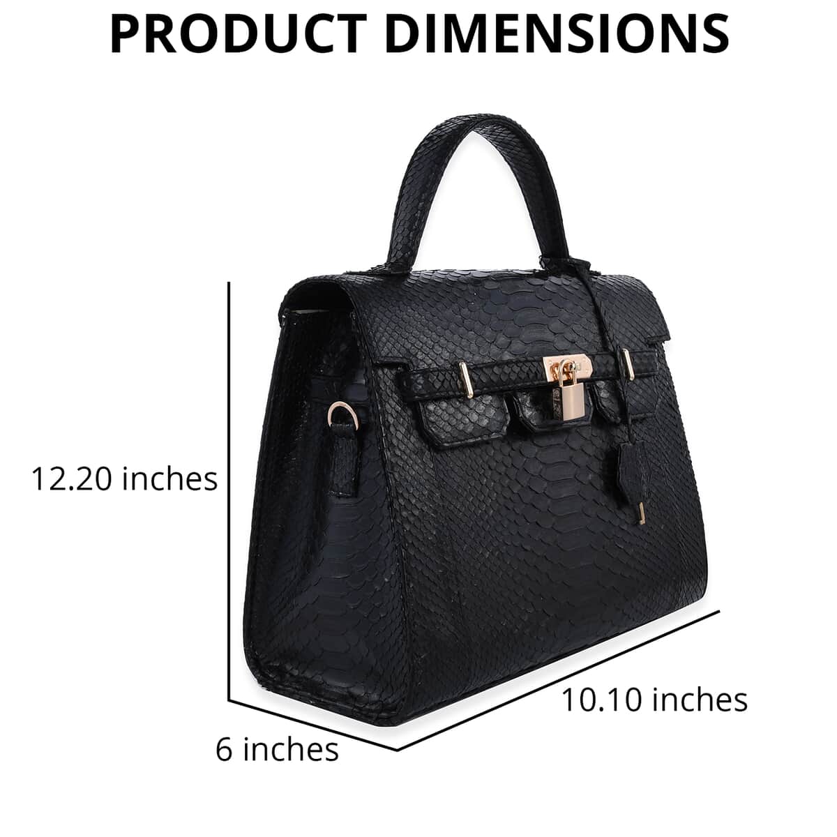 The Grand Pelle Handcrafted Black Genuine Python Leather Tote Bag for Women , Satchel Purse , Shoulder Handbag , Designer Tote Bag image number 2