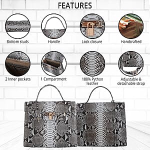 The Grand Pelle Handcrafted Nature Color Genuine Python Leather Tote Bag for Women , Satchel Purse , Shoulder Handbag , Designer Tote Bag