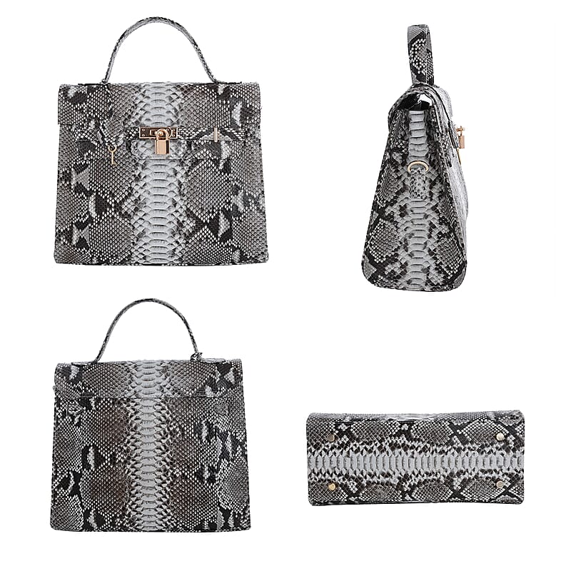 The Grand Pelle Handcrafted Nature Color Genuine Python Leather Tote Bag for Women , Satchel Purse , Shoulder Handbag , Designer Tote Bag