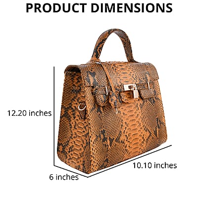The Grand Pelle Handcrafted Mustard Genuine Python Leather Tote Bag for Women, Satchel Purse, Shoulder Handbag, Designer Tote Bag