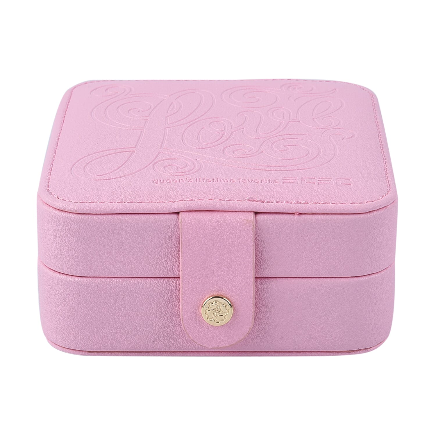 Baby Pink Faux Leather Small Jewelry Box with Velvet Anti Scratch Interior & Button Closure