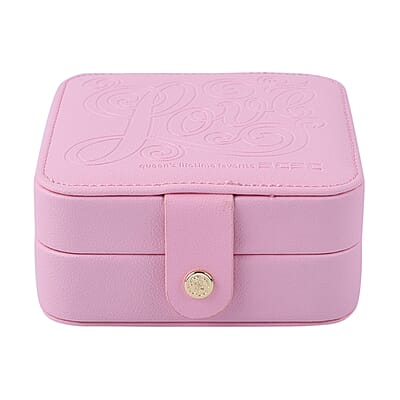 Baby Pink Faux Leather Small Jewelry Box with Velvet Anti Scratch Interior & Button Closure