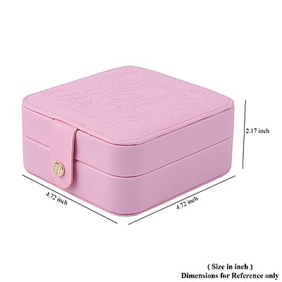 Baby Pink Faux Leather Small Jewelry Box with Velvet Anti Scratch Interior & Button Closure