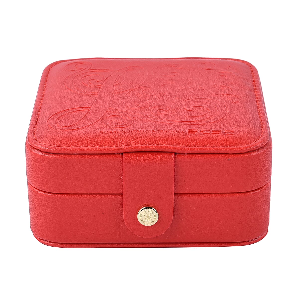 Red Faux Leather Small Jewelry Box with Velvet Anti Scratch Interior & Button Closure image number 1