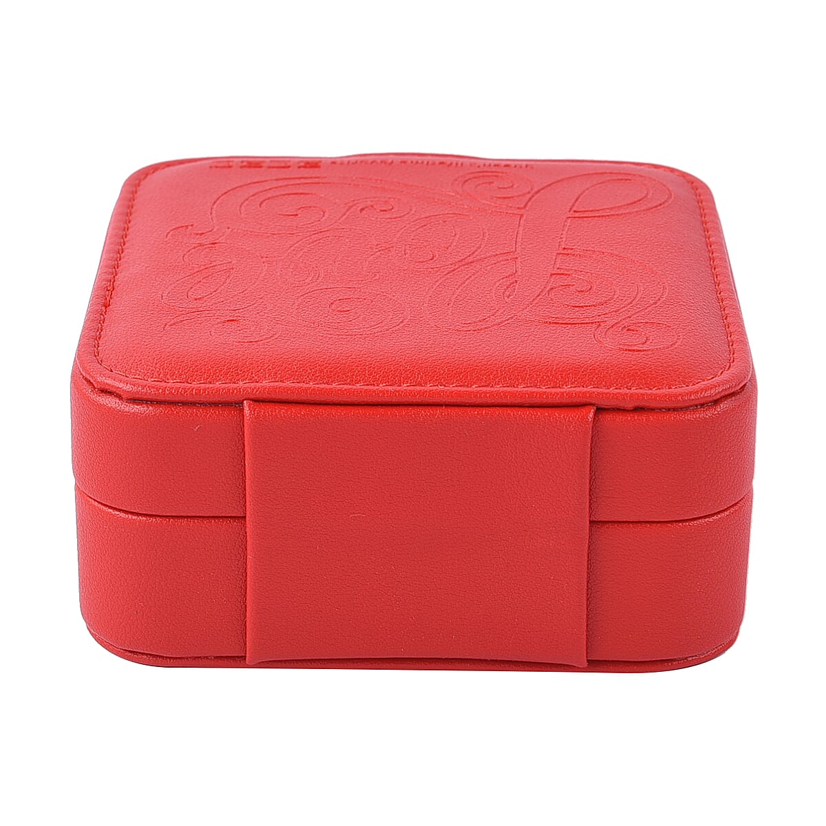 Red Faux Leather Small Jewelry Box with Velvet Anti Scratch Interior & Button Closure image number 2