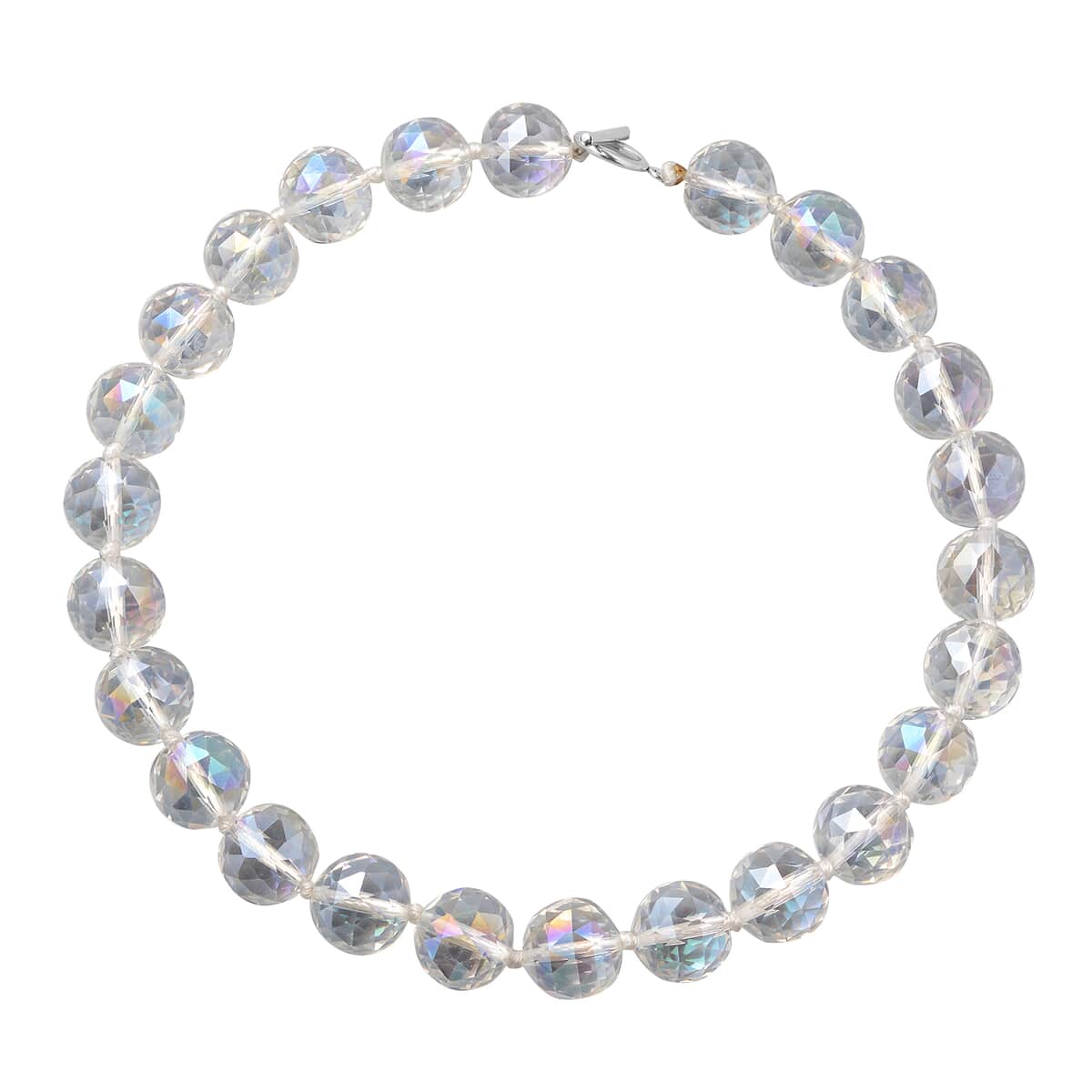 Simulated Aurora Borealis Sapphire Beaded Necklace 20 Inches in Stainless Steel image number 0