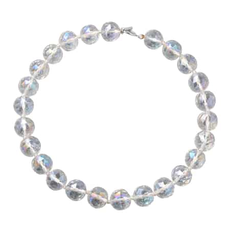 Simulated Aurora Borealis Sapphire Beaded Necklace 20 Inches in Stainless Steel image number 0