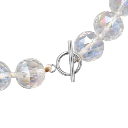 Simulated Aurora Borealis Sapphire Beaded Necklace 20 Inches in Stainless Steel image number 2