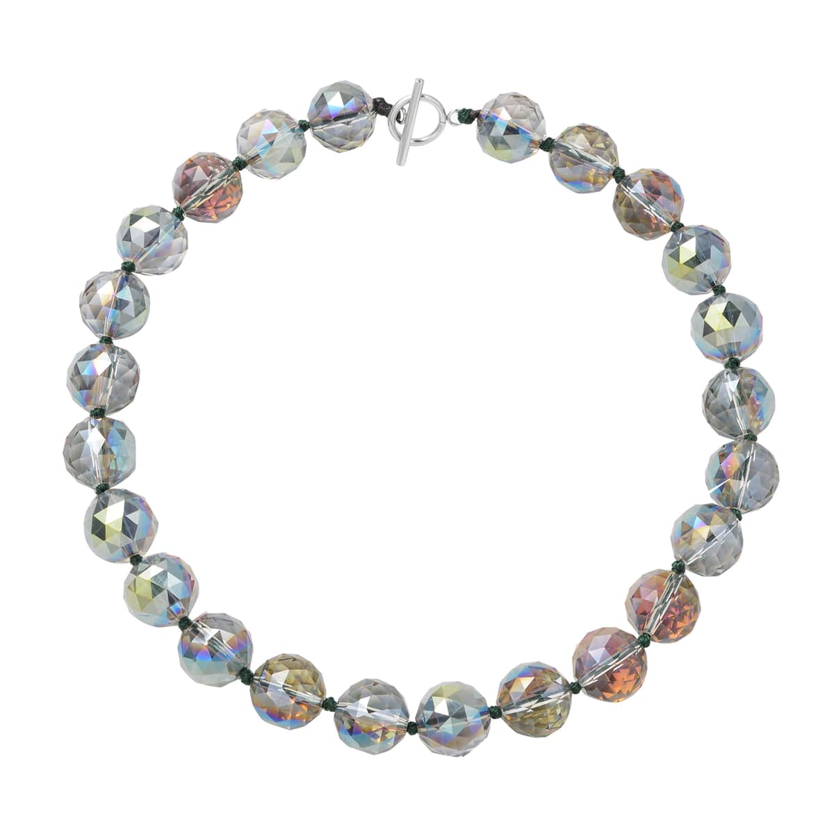 Simulated Magic Color Topaz Beaded Necklace 20 Inches in Stainless Steel image number 0
