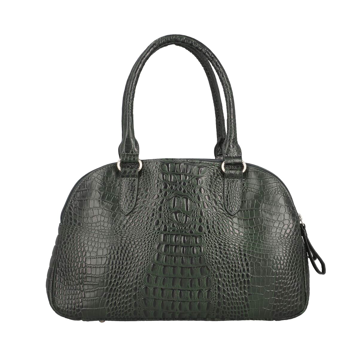 Black Genuine Leather Croco Embossed Shoulder Bag (11.6"x3.6"x8.5") image number 4