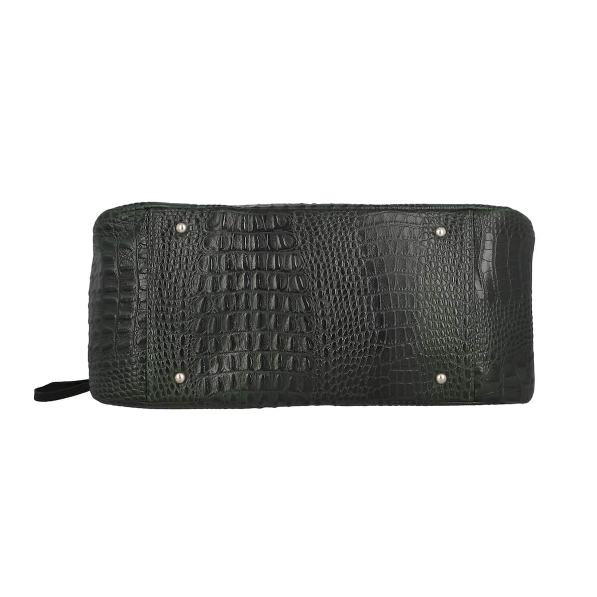 Black Genuine Leather Croco Embossed Shoulder Bag (11.6"x3.6"x8.5") image number 5
