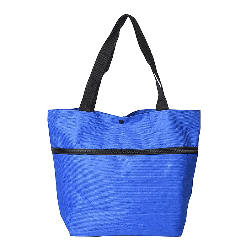 Blue Foldable Shopping Bag with Rollers