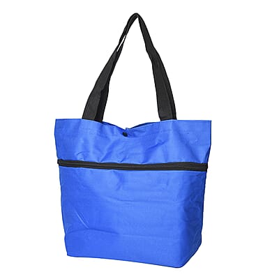 Blue Foldable Shopping Bag with Rollers
