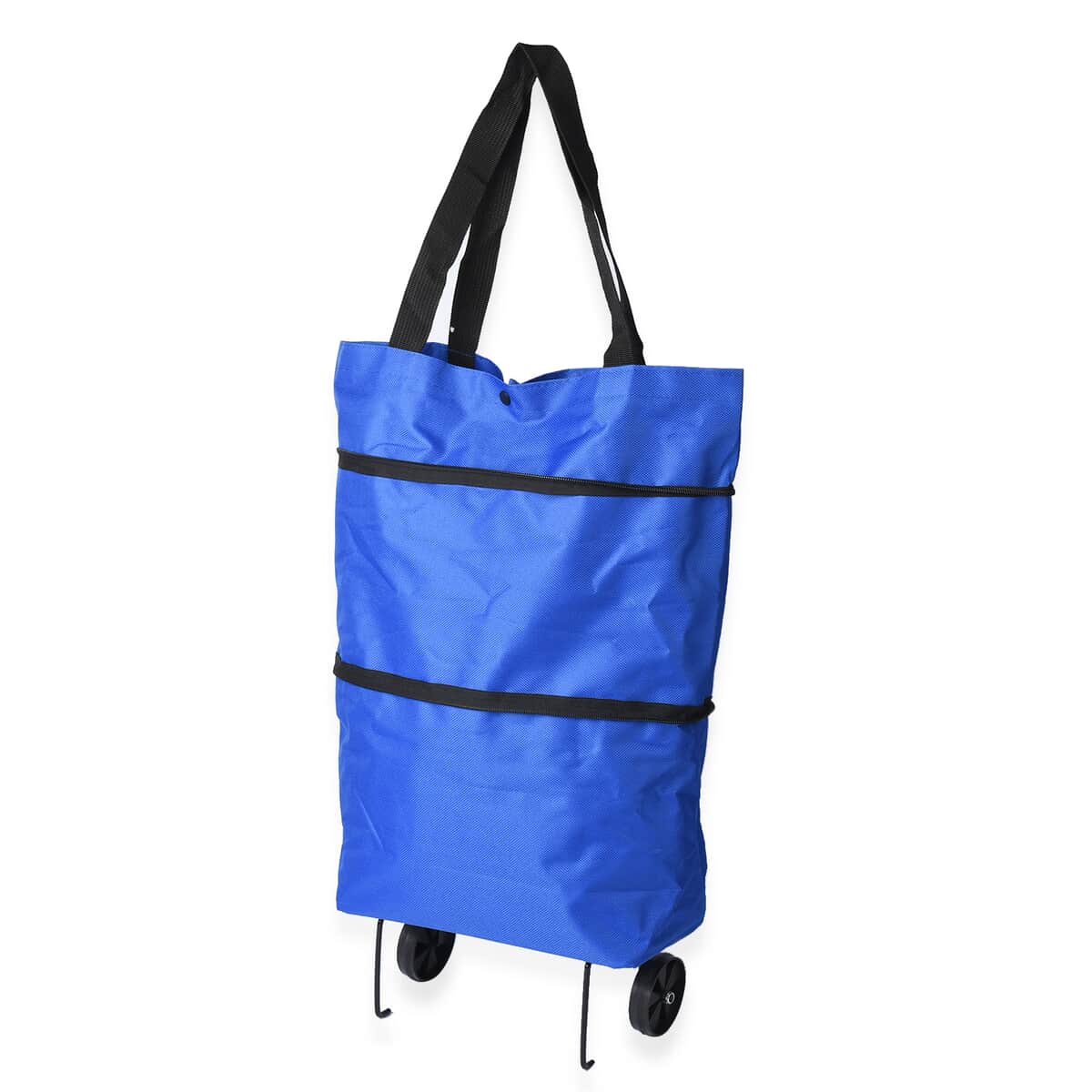 Blue Foldable Shopping Bag with Rollers image number 2