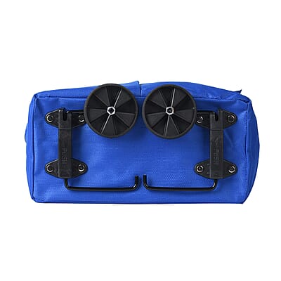 Blue Foldable Shopping Bag with Rollers