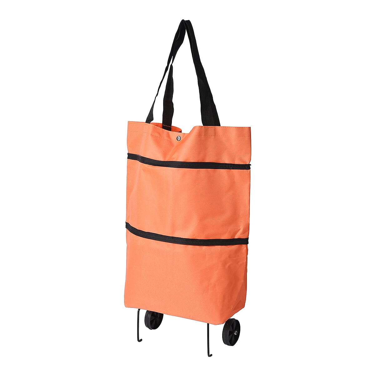 Orange Foldable Shopping Bag with Rollers image number 2