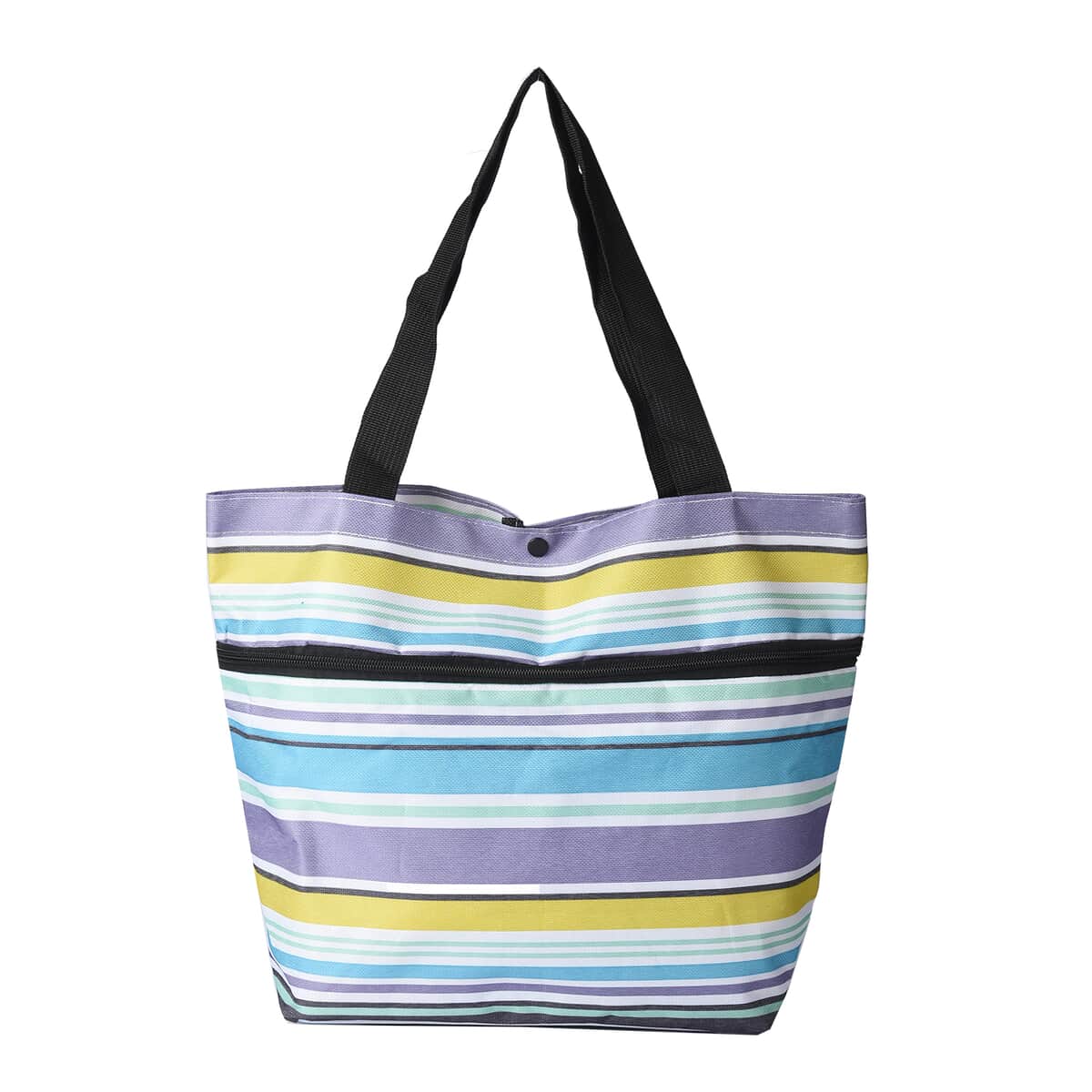 Multi Color Stripe Pattern Foldable Shopping Bag with Rollers image number 0