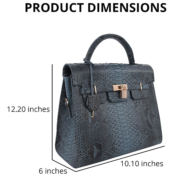 The Grand Pelle Handcrafted Dark Gray Genuine Python Leather Tote Bag for Women, Satchel Purse, Shoulder Handbag