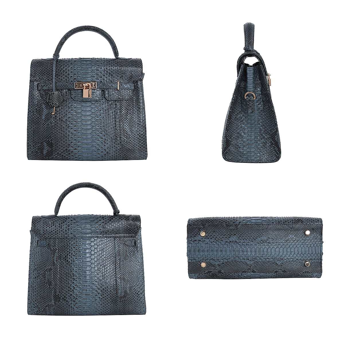 The Grand Pelle Handcrafted Dark Gray Genuine Python Leather Tote Bag for Women, Satchel Purse, Shoulder Handbag image number 4