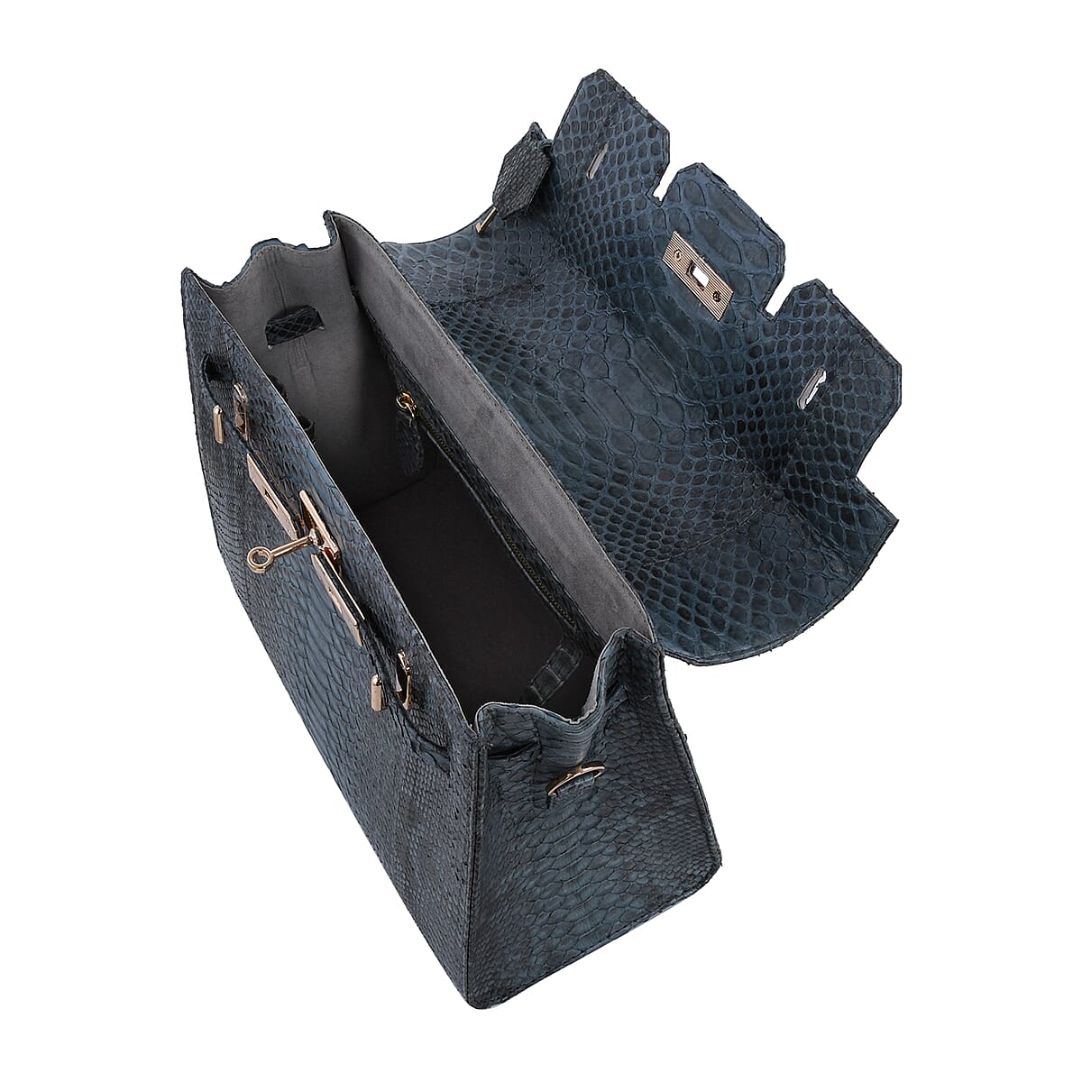 The Grand Pelle Handcrafted Dark Gray Genuine Python Leather Tote Bag for Women, Satchel Purse, Shoulder Handbag image number 5