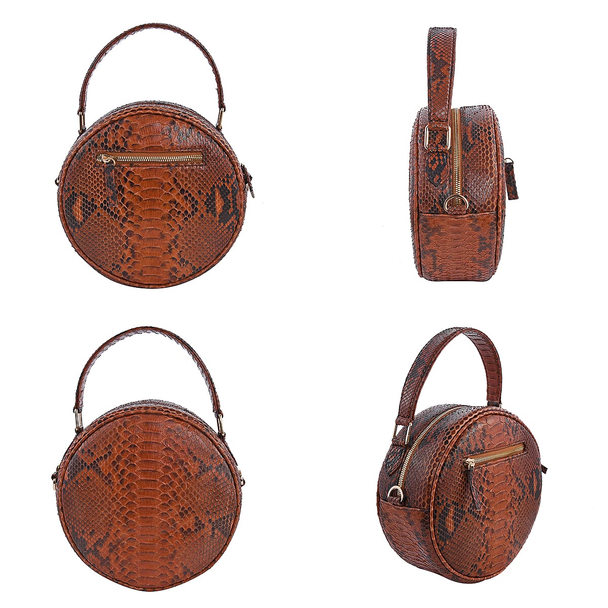 The Grand Pelle Handcrafted Brown Genuine Python Leather Crossbody Bag for Women, Shoulder Purse, Crossbody Handbags image number 4