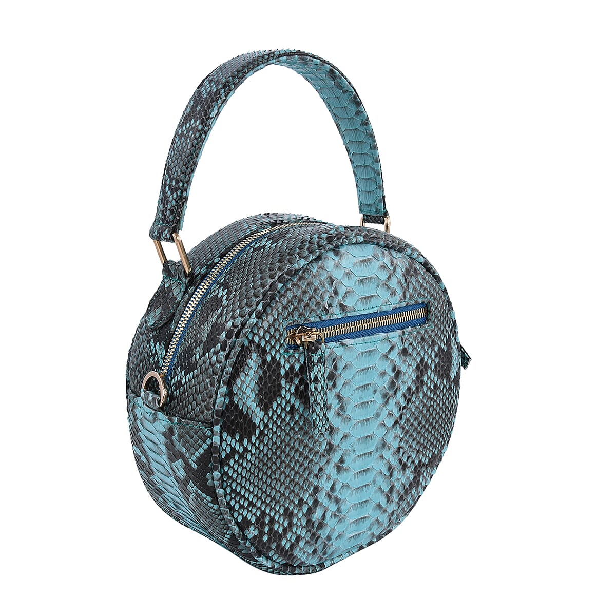 The Grand Pelle Handcrafted Turquoise Genuine Python Leather Crossbody Bag for Women , Shoulder Purse , Crossbody Handbags , Designer Crossbody , Leather Handbags image number 3