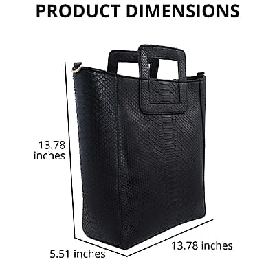 The Grand Pelle Handcrafted 100% Genuine Python Leather Black Color Tote Bag for Women , Women's Designer Tote Bags , Leather Handbags , Leather Purse