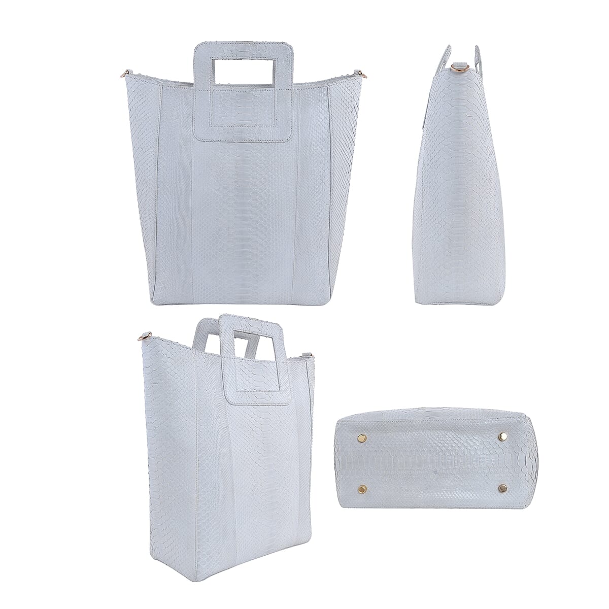 The Grand Pelle Handcrafted 100% Genuine Python Leather White Color Tote Bag for Women , Women's Designer Tote Bags , Leather Handbags , Leather Purse image number 4