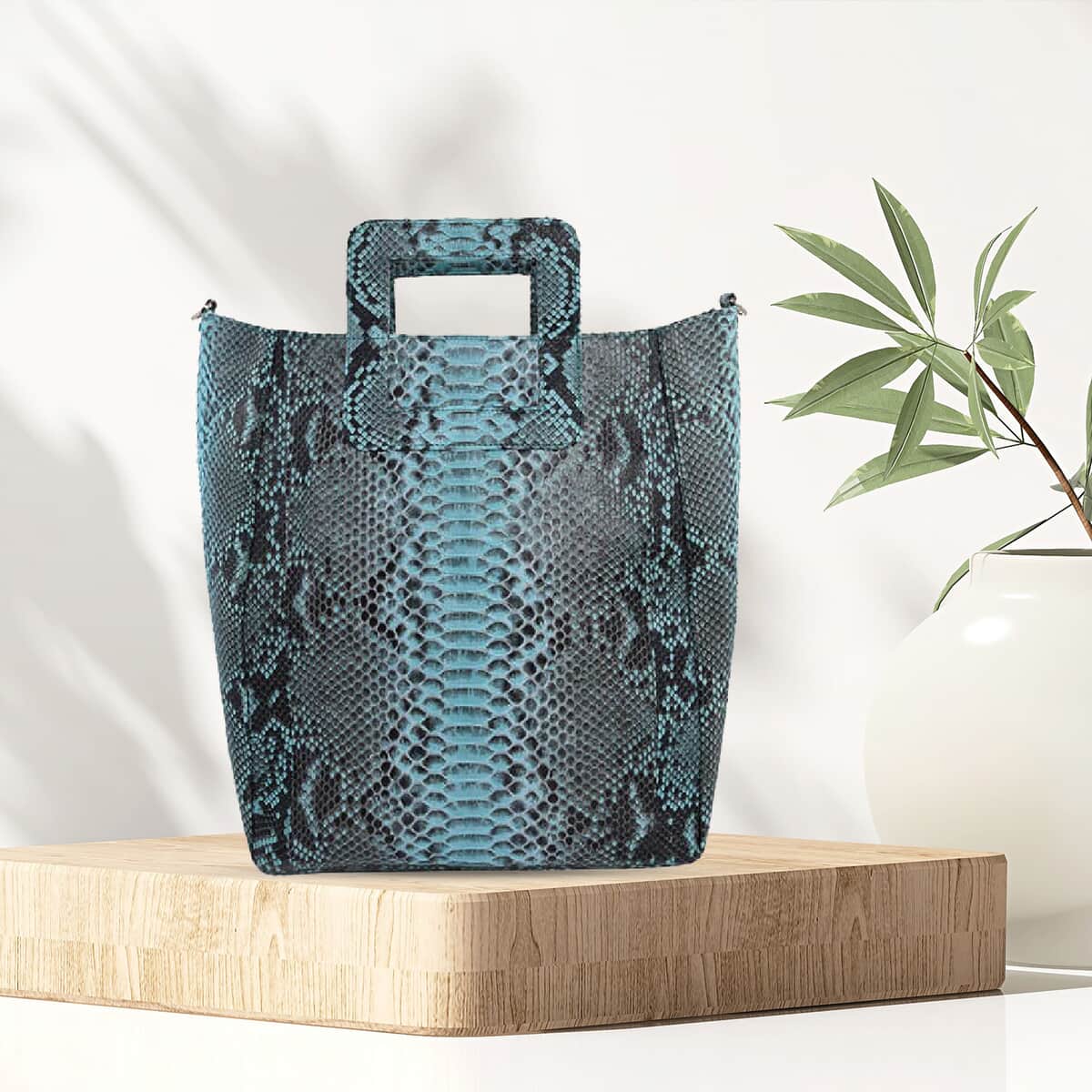 The Pelle Collection Handcrafted 100% Genuine Python Leather Turquoise Color Tote Bag for Women, Women's Designer Tote Bags, Leather Handbags, Leather Purse image number 1