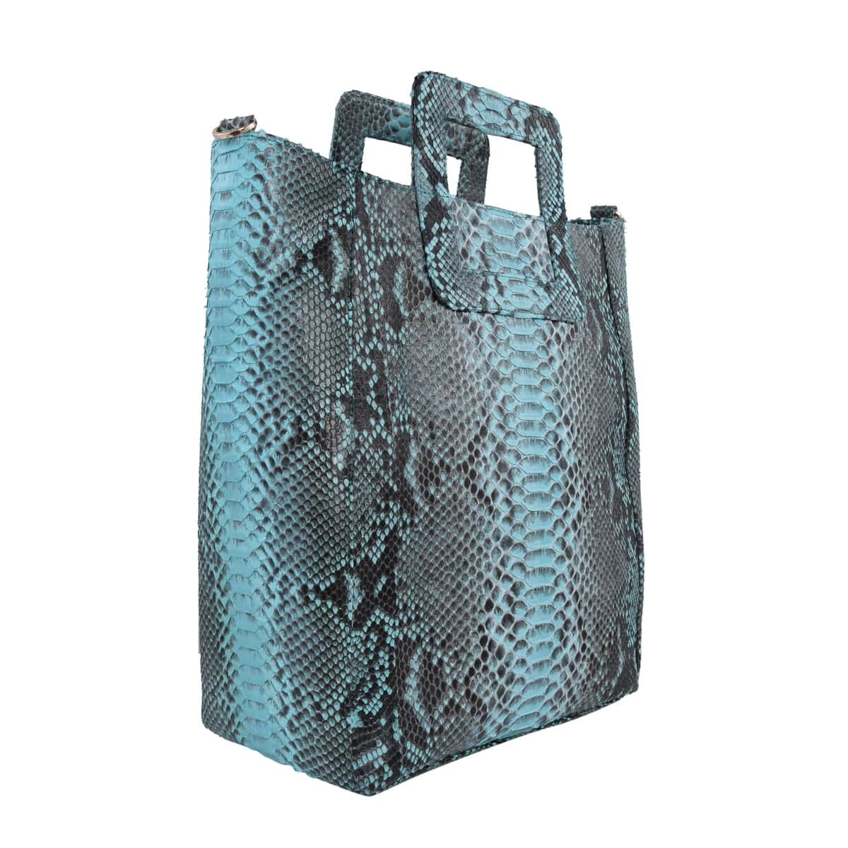 The Pelle Collection Handcrafted 100% Genuine Python Leather Turquoise Color Tote Bag for Women, Women's Designer Tote Bags, Leather Handbags, Leather Purse image number 4