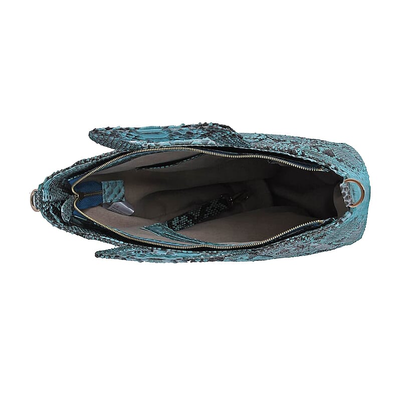 The Pelle Collection Handcrafted 100% Genuine Python Leather Turquoise Color Tote Bag for Women, Women's Designer Tote Bags, Leather Handbags, Leather Purse