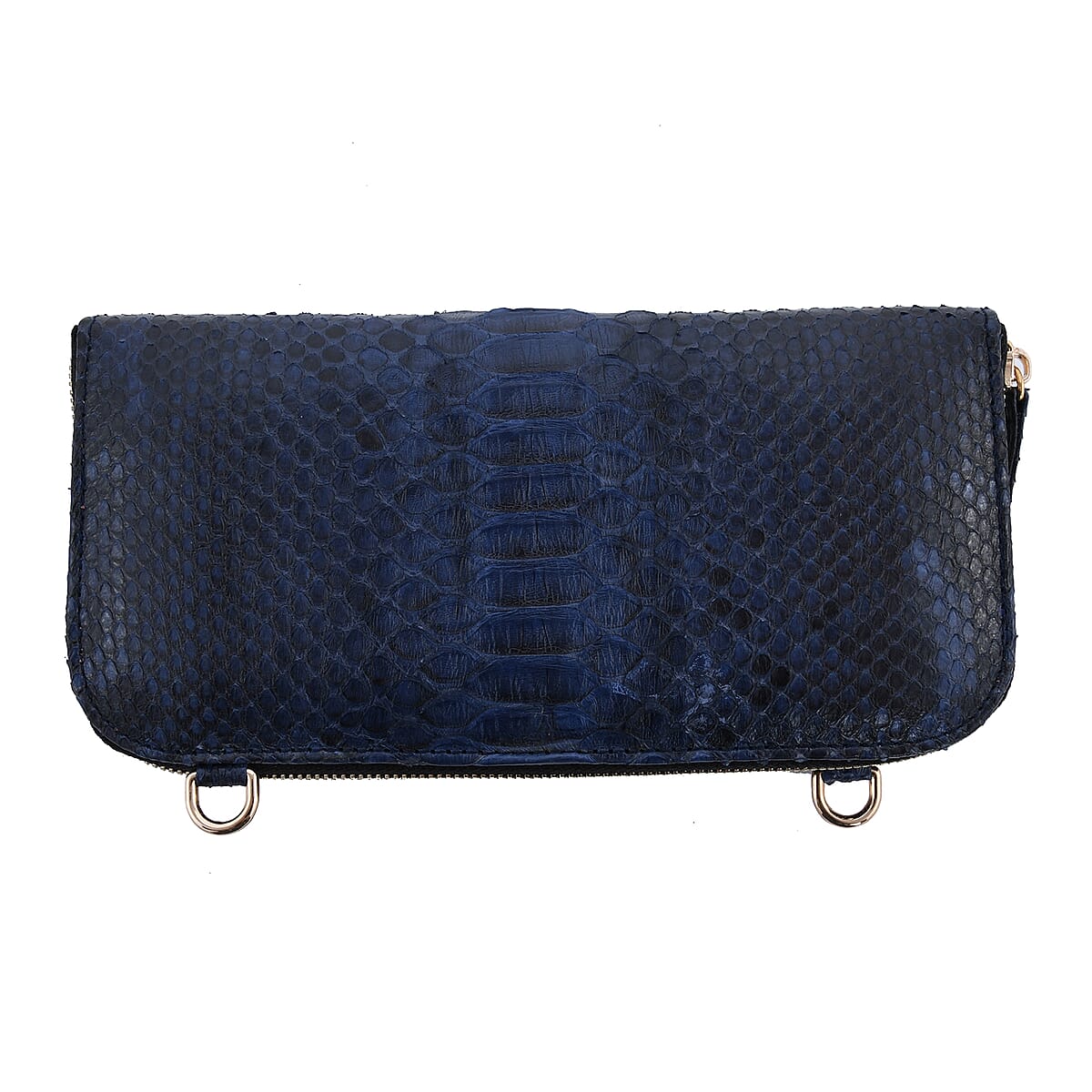 The Grand Pelle Handcrafted 100% Genuine Python Leather Navy Blue Color Crossbody Wallet image number 6