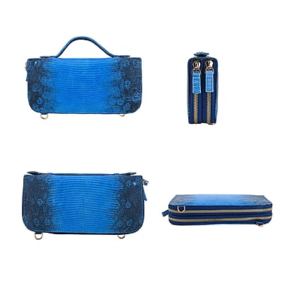Grand Pelle Lizard Collection Handmade 100% Genuine Lizard Leather Blue Color Crossbody Wallet , Western Unique Women's Wallet , Women's Minimalist Wallet , Vintage Wallets Women's , Purse for Women