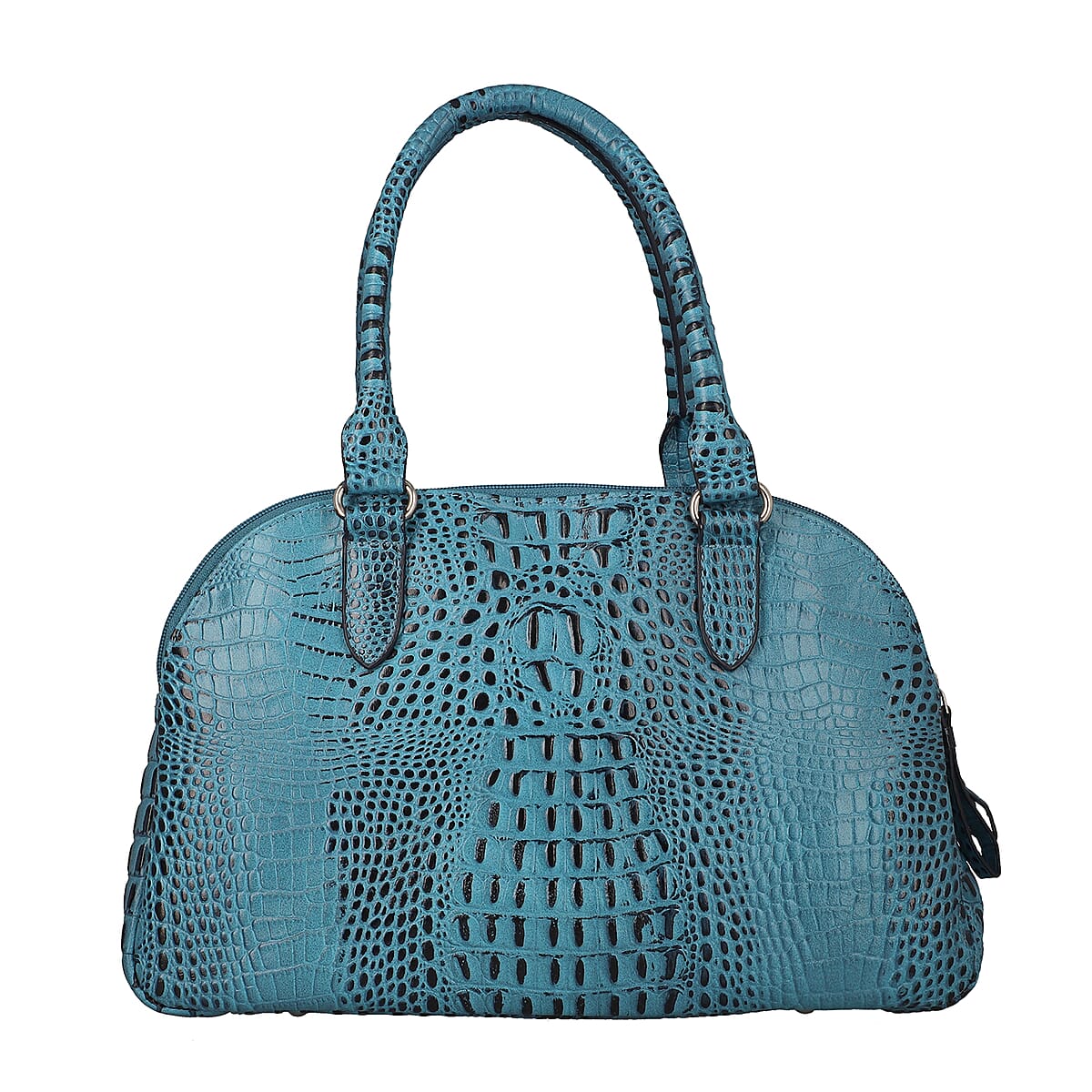 Jessica Host Pick Blue Genuine Leather Croco Embossed Shoulder Bag image number 4