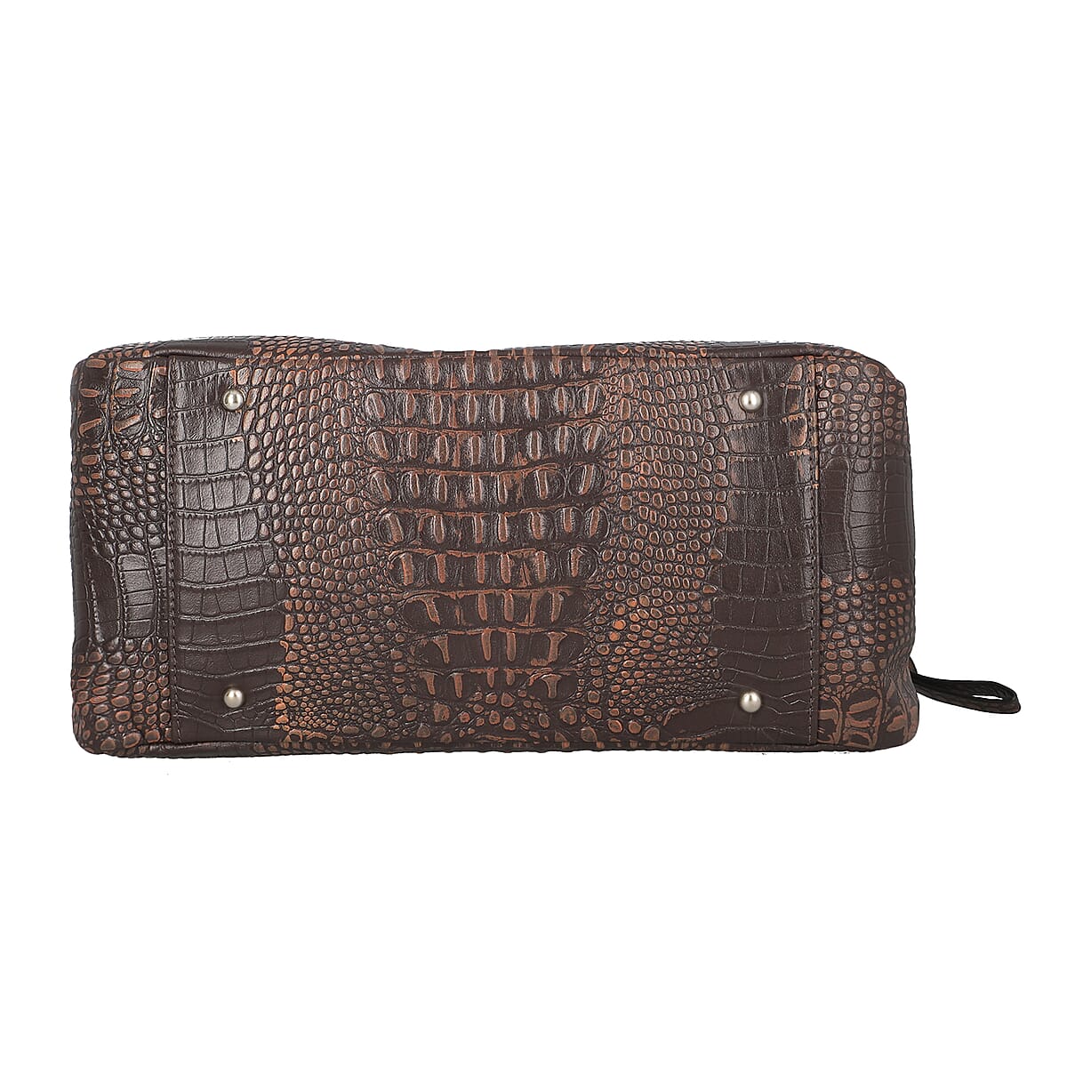 Brown Genuine Leather Croco Embossed Shoulder Bag image number 5