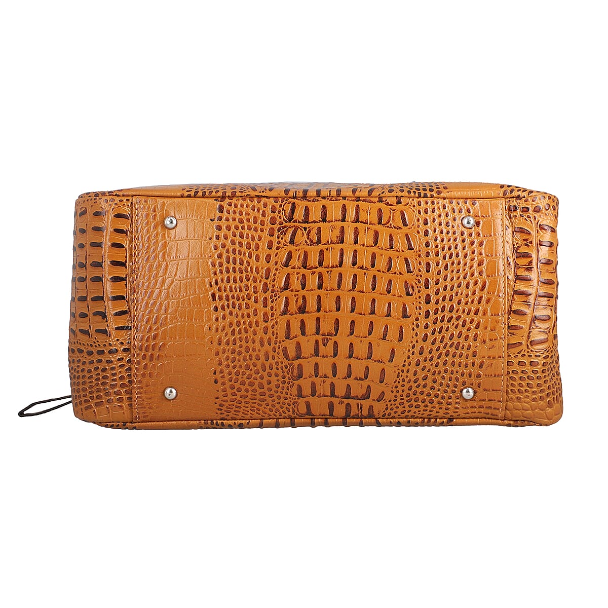 Tan Genuine Leather Croco Embossed Shoulder Bag image number 5