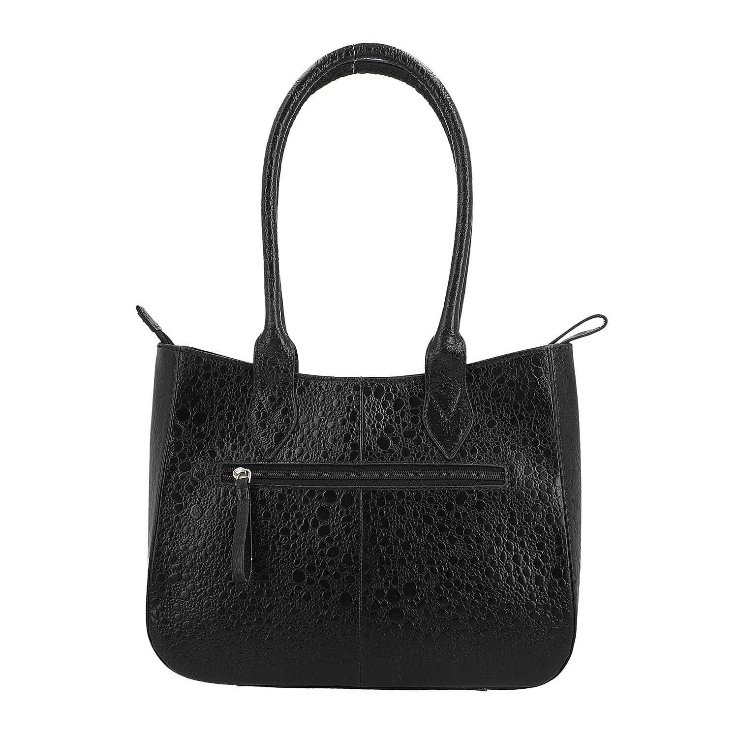 SUKRITI Black Floral Theme Genuine Leather Applique Shoulder Bag