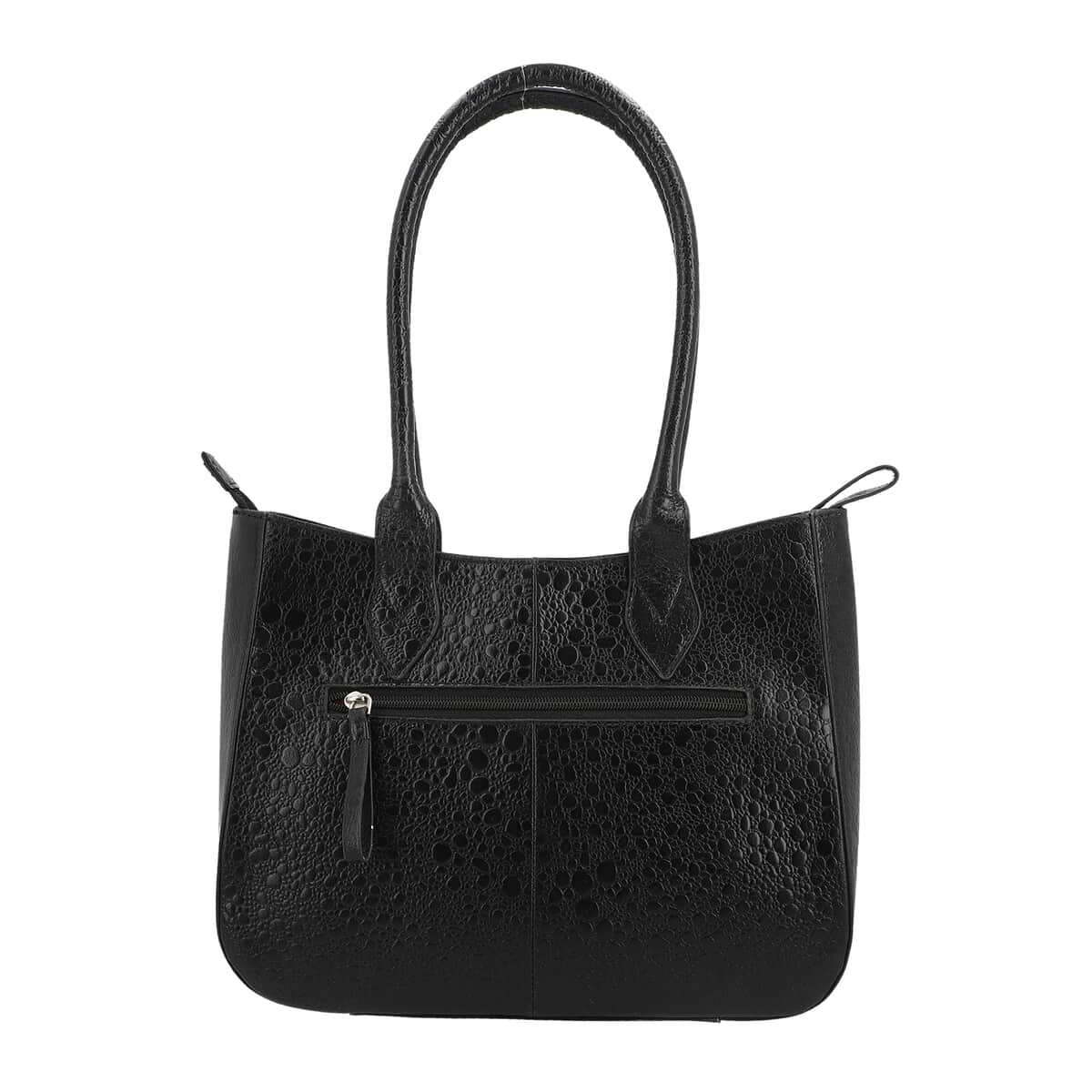 SUKRITI Black Floral Theme Genuine Leather Applique Shoulder Bag image number 4