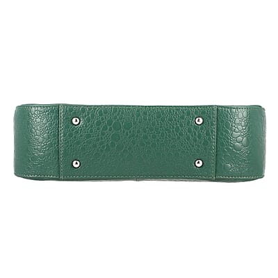 Sukriti Dark Green Floral Theme Genuine Leather Applique Shoulder Bag
