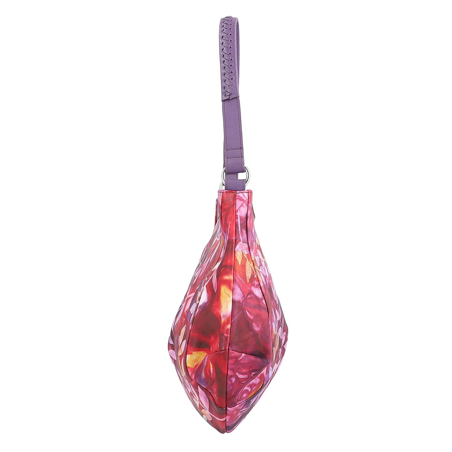 SUKRITI Purple Tie Dye Hand Painted Genuine Leather Hobo Bag with Strap