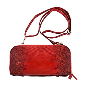 Grand Pelle Lizard Collection Handmade 100% Genuine Lizard Leather Red Color Crossbody Wallet, Western Unique Women's Wallet, Women's Minimalist Wallet, Vintage Wallets Women's, Purse for Women
