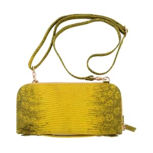 Grand Pelle Lizard Collection Handmade 100% Genuine Lizard Leather Golden & Yellow Color Crossbody Wallet, Western Unique Women's Wallet, Women's Minimalist Wallet, Vintage Wallets Women's, Purse for Women