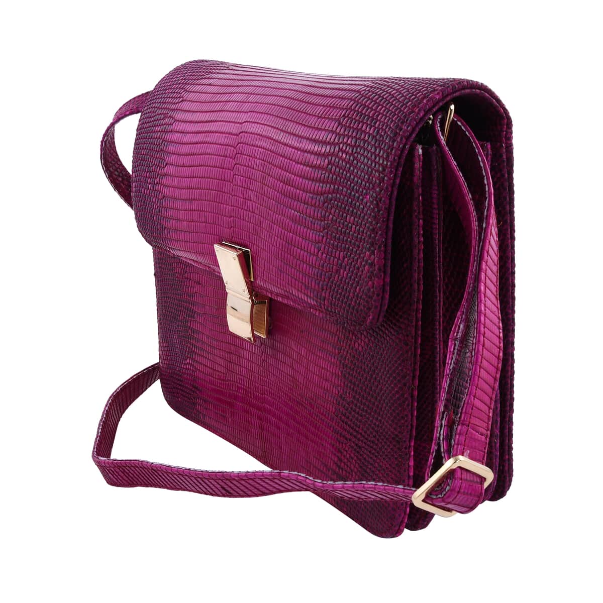 Grand Pelle Lizard Collection Handmade 100% Genuine Lizard Leather Pink Color Crossbody Bag image number 6
