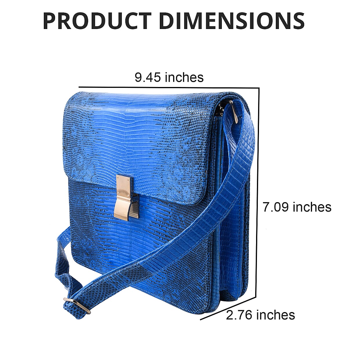 Grand Pelle Lizard Collection Handmade 100% Genuine Lizard Leather Dark Blue Color Crossbody Bag image number 2