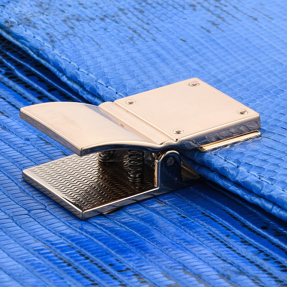 Grand Pelle Lizard Collection Handmade 100% Genuine Lizard Leather Dark Blue Color Crossbody Bag image number 4