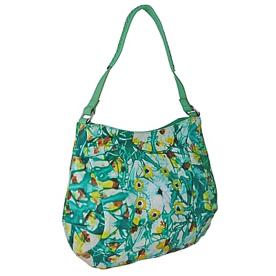 Sukriti Green Tie Dye Hand Painted Genuine Leather Hobo Bag with Strap