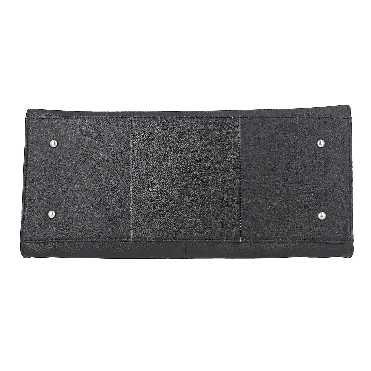 VIVID BY SUKRITI Black & Green Hand Painted Genuine Leather Tote Bag with Detachable Shoulder Strap image number 6